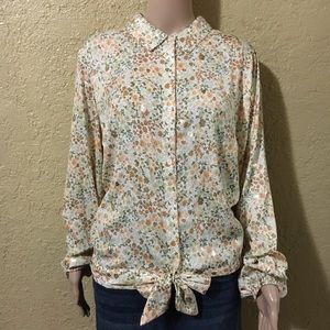 Lauren Conrad foil floral blouse
